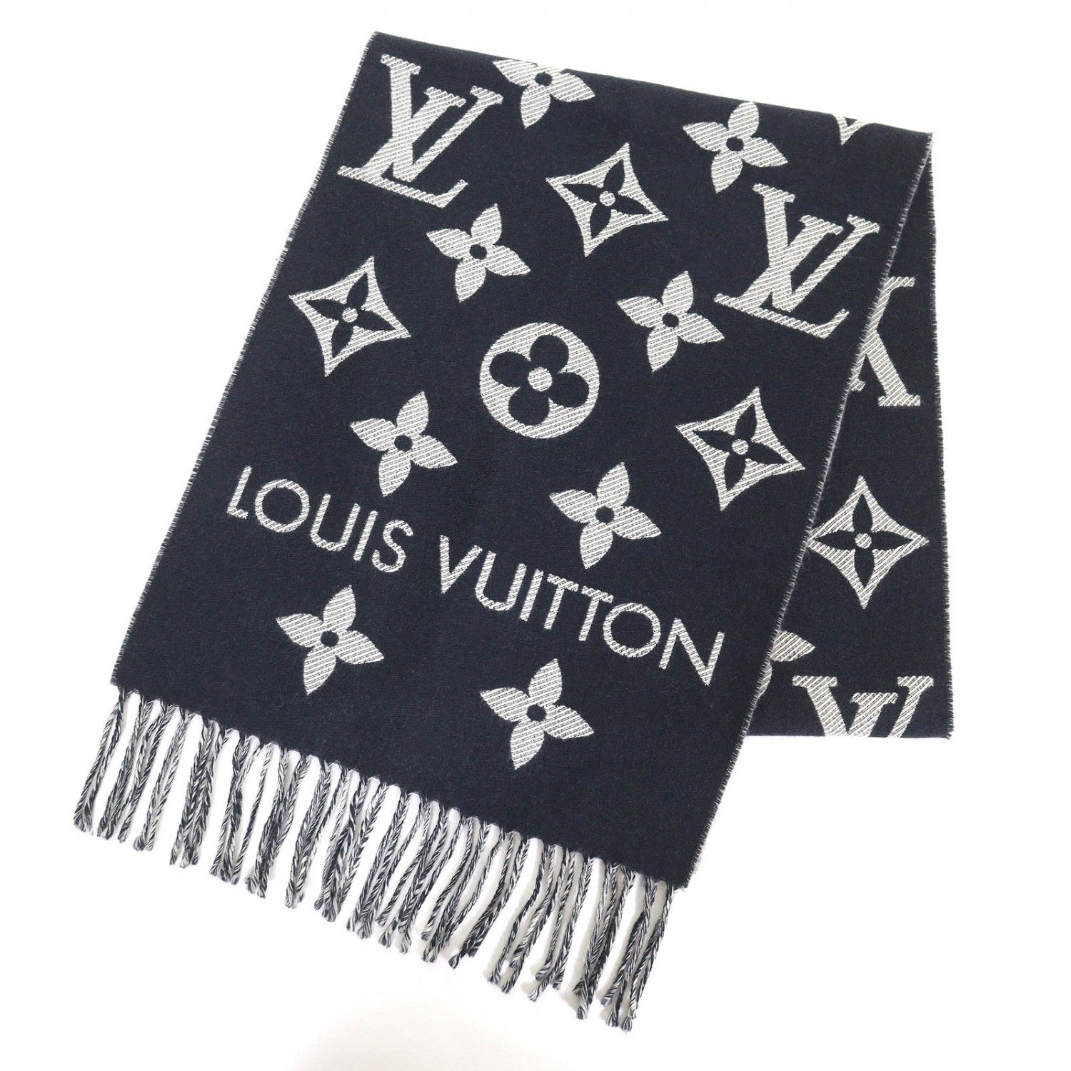 Louis Vuitton Scarf M79503 Essential Scarf 170×34cm Wool Navy Apparel