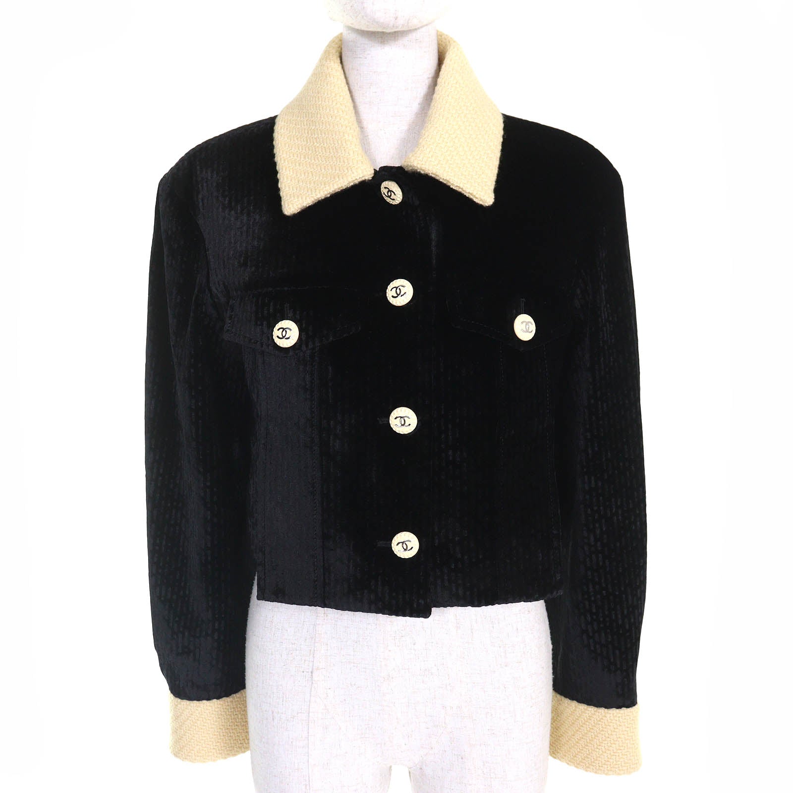 Chanel COCO Button Velvet Tweed Cropped Jacket