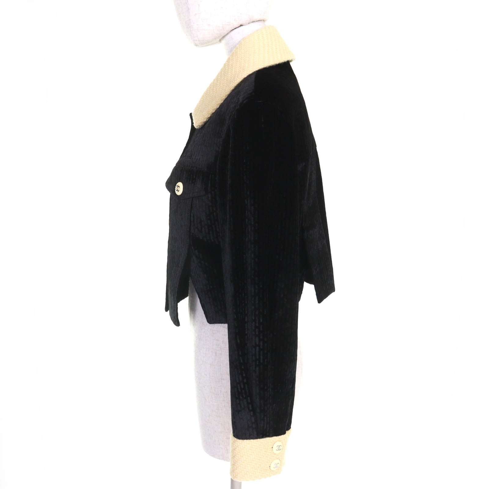 Chanel COCO Button Velvet Tweed Cropped Jacket