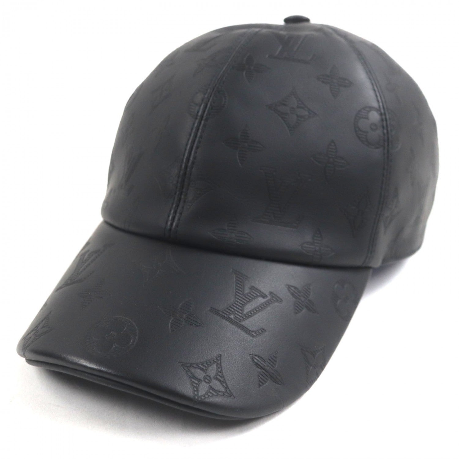 Louis Vuitton M76581 Cowhide Shadow Monogram Black Hat