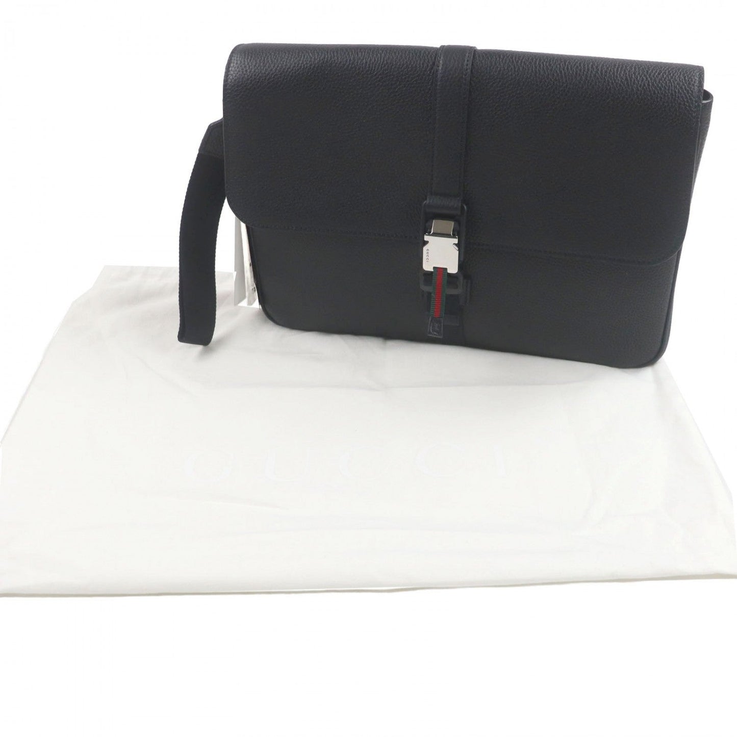 Gucci Web stripe Leather Black Clutch Bag