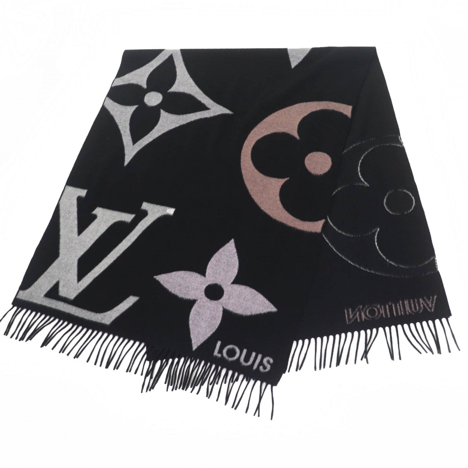 Louis Vuitton Scarf M76383 cashmere Noir Echarpe