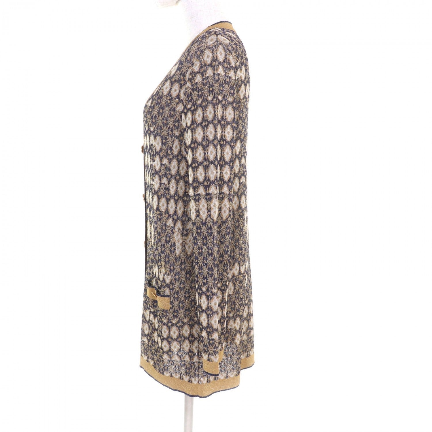 Chanel cardigan Viscose navy 38 Gold Handbag