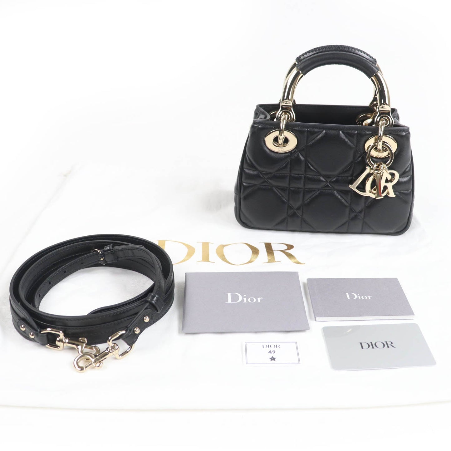 Dior Christian Lady 2Way Handbag Lambskin Travel Bag