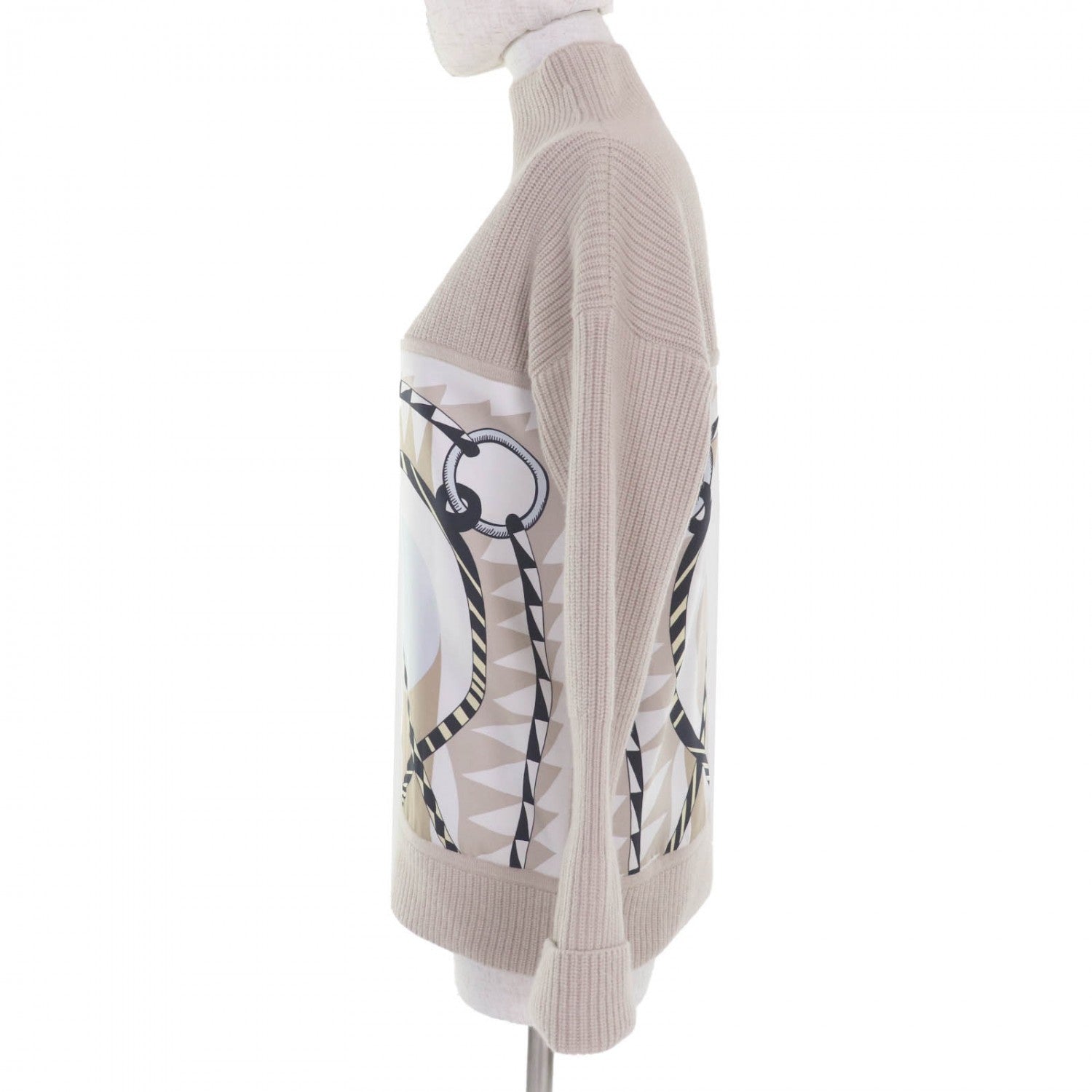 Knit Silk Figure Artistique Handbag Beige Travel Bag