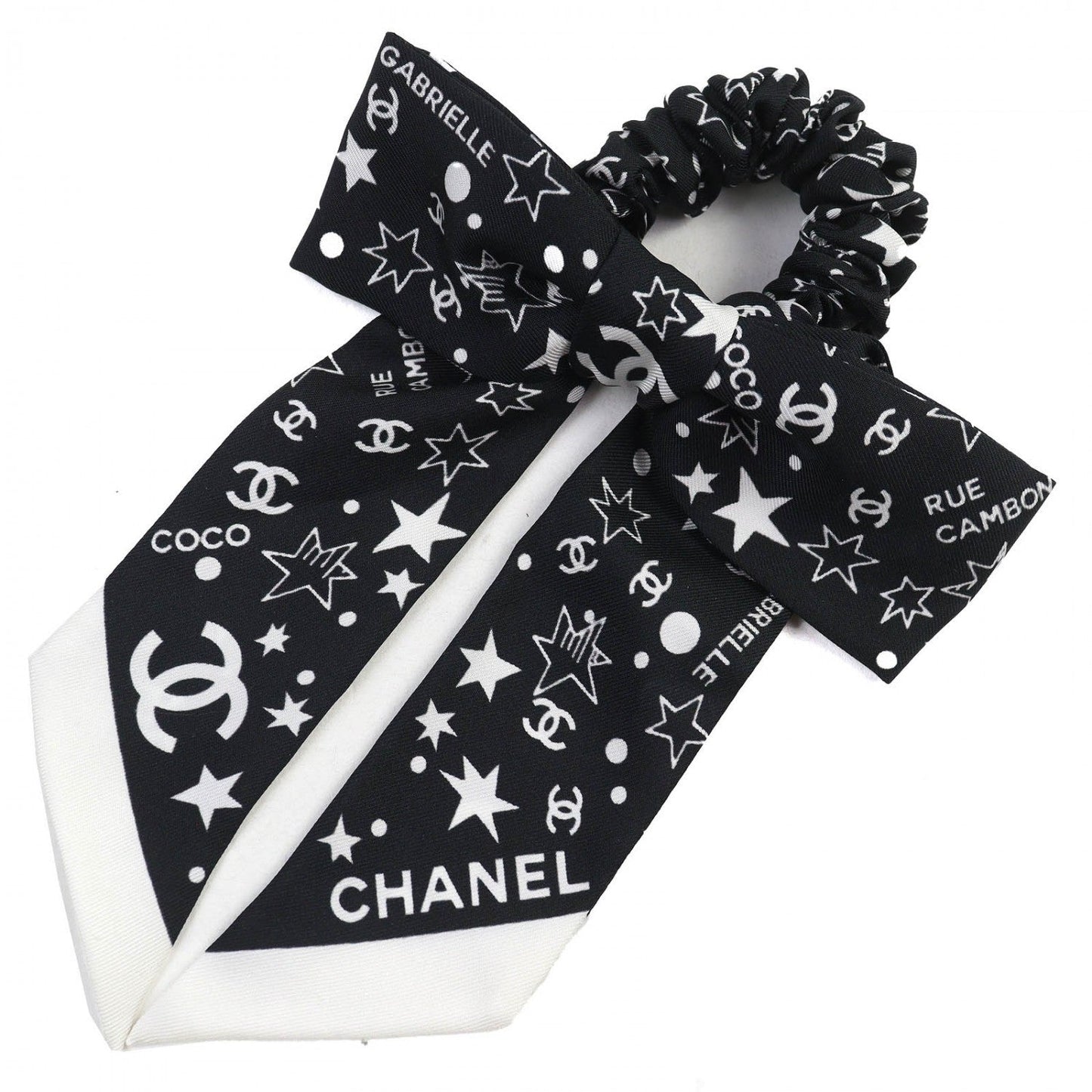 Chanel hair AAA890 silk Black White Handbag