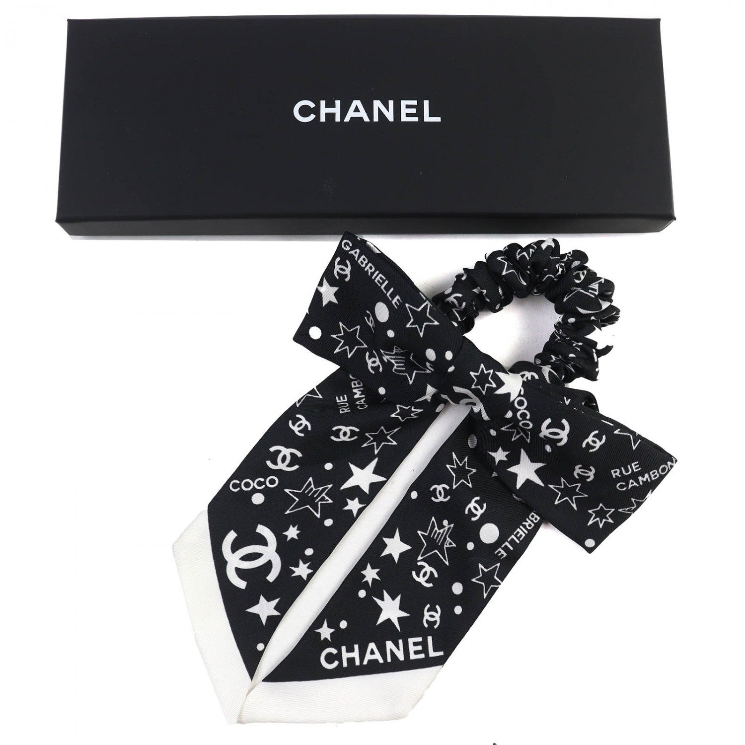 Chanel hair AAA890 silk Black White Handbag