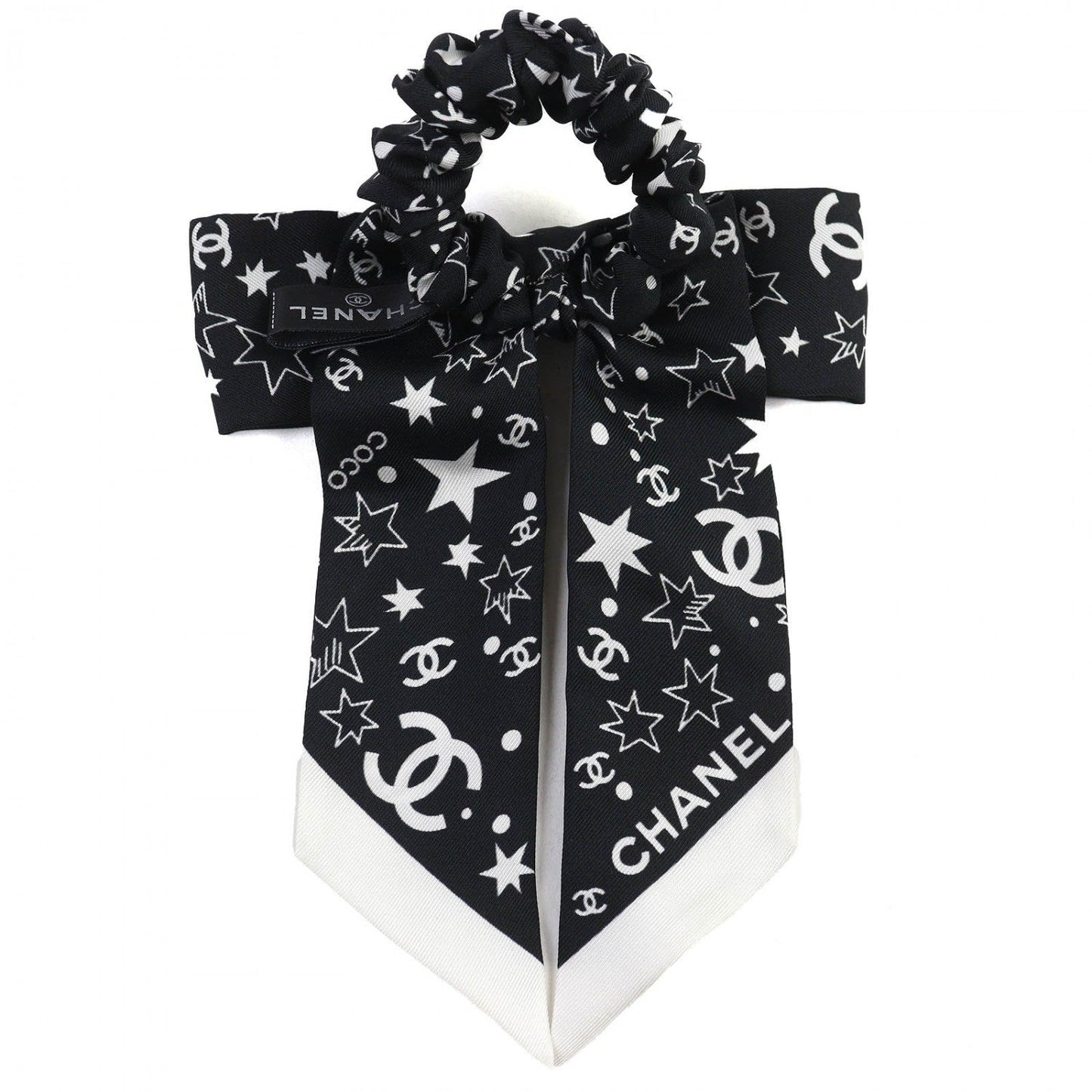 Chanel hair AAA890 silk Black White Handbag