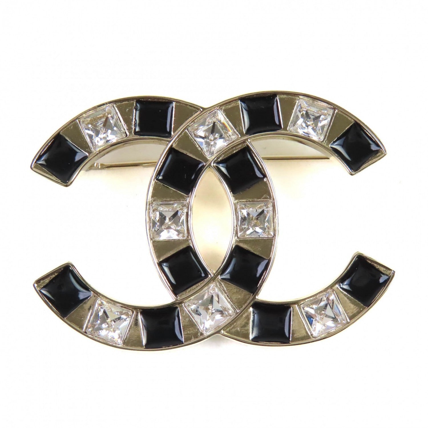 Chanel Brooch ABE829 B25C Plated Black Gold Handbag