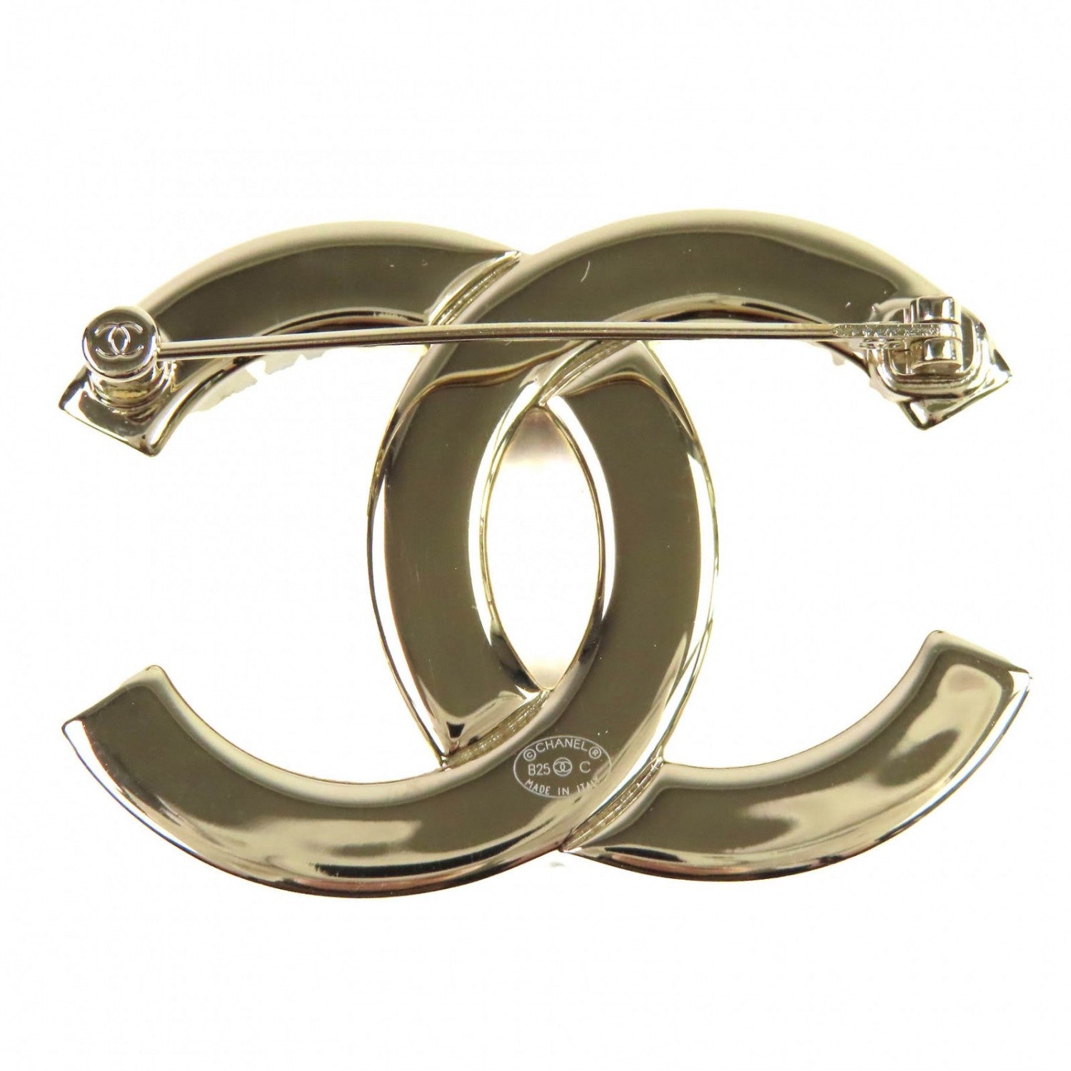 Chanel Brooch ABE829 B25C Plated Black Gold Handbag
