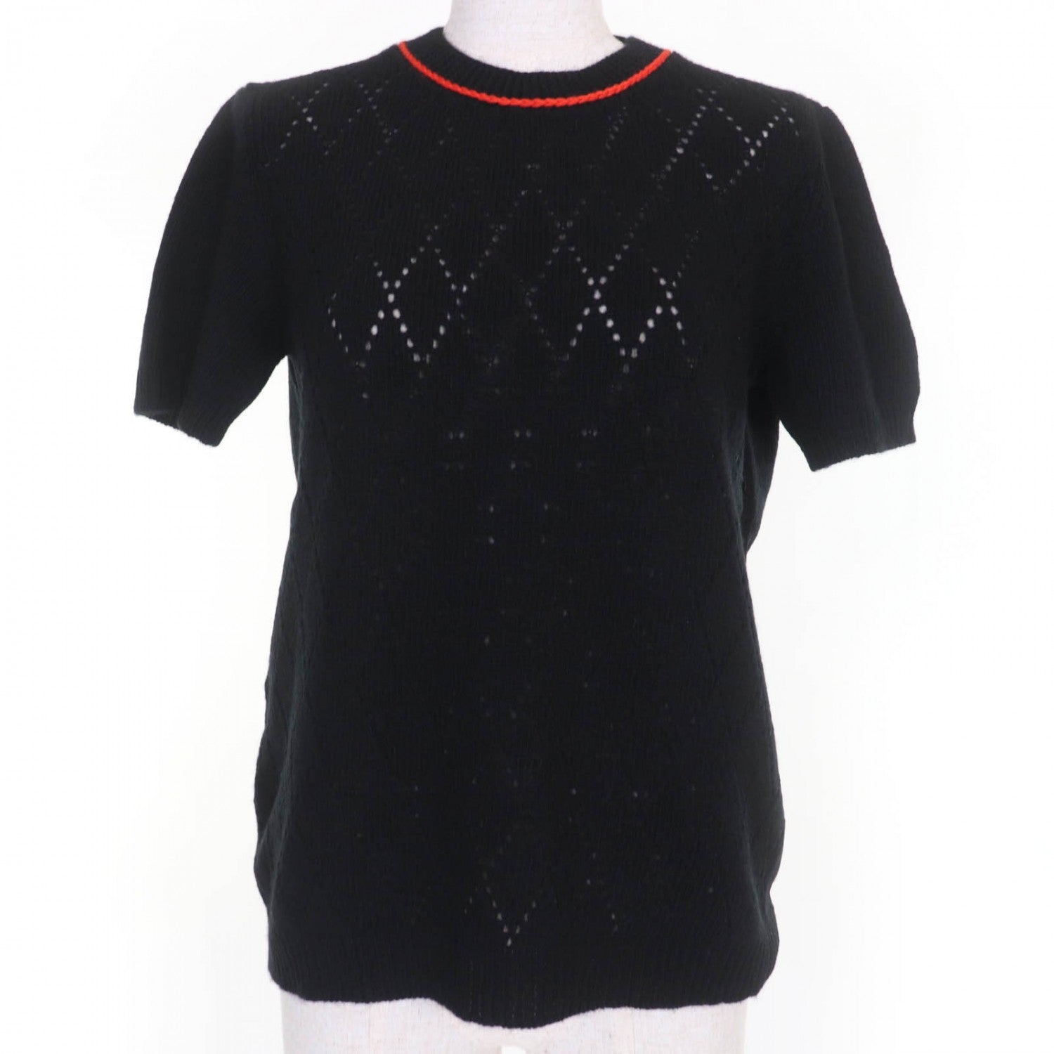 Short Sleeve Knit Wool Handbag Black Travel Bag