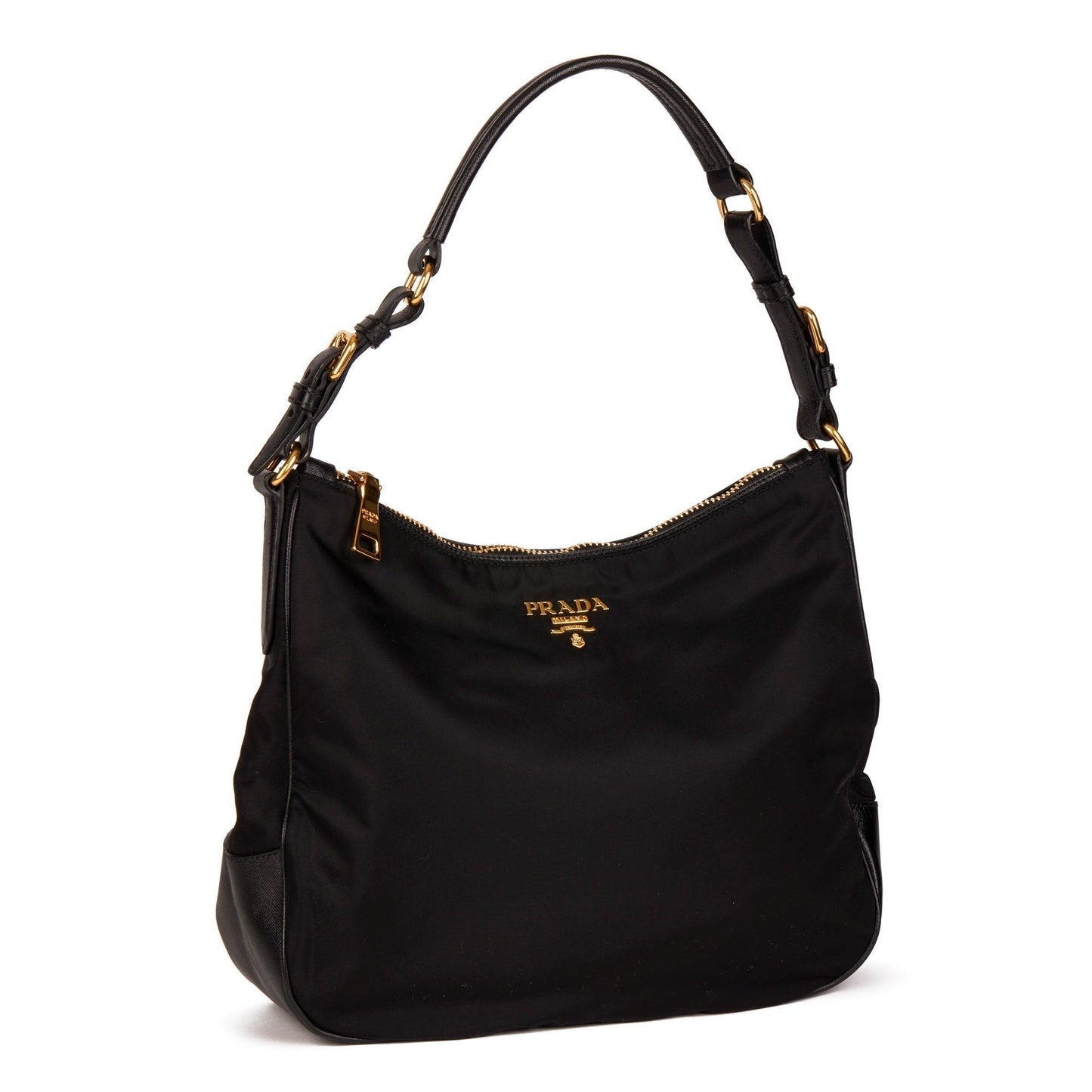 Prada Prada Black Nylon And Black Saffiano Leather Top Travel Bag