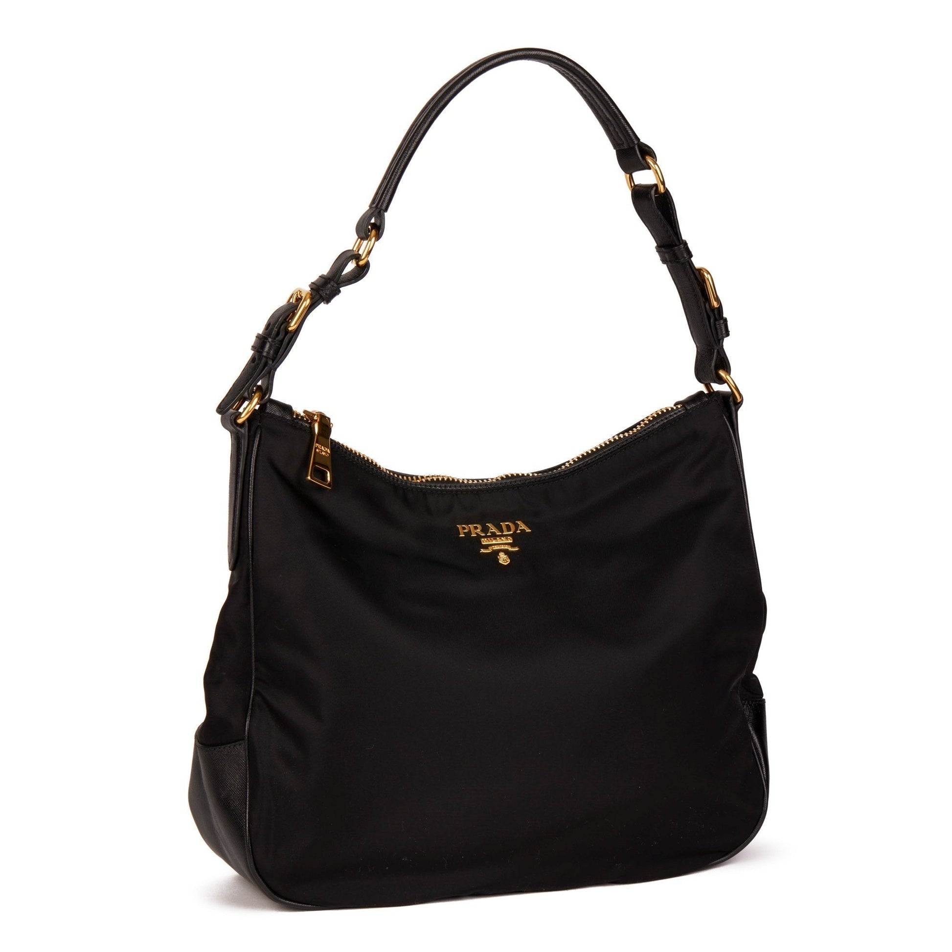 Prada Prada Black Nylon And Black Saffiano Leather Top Travel Bag