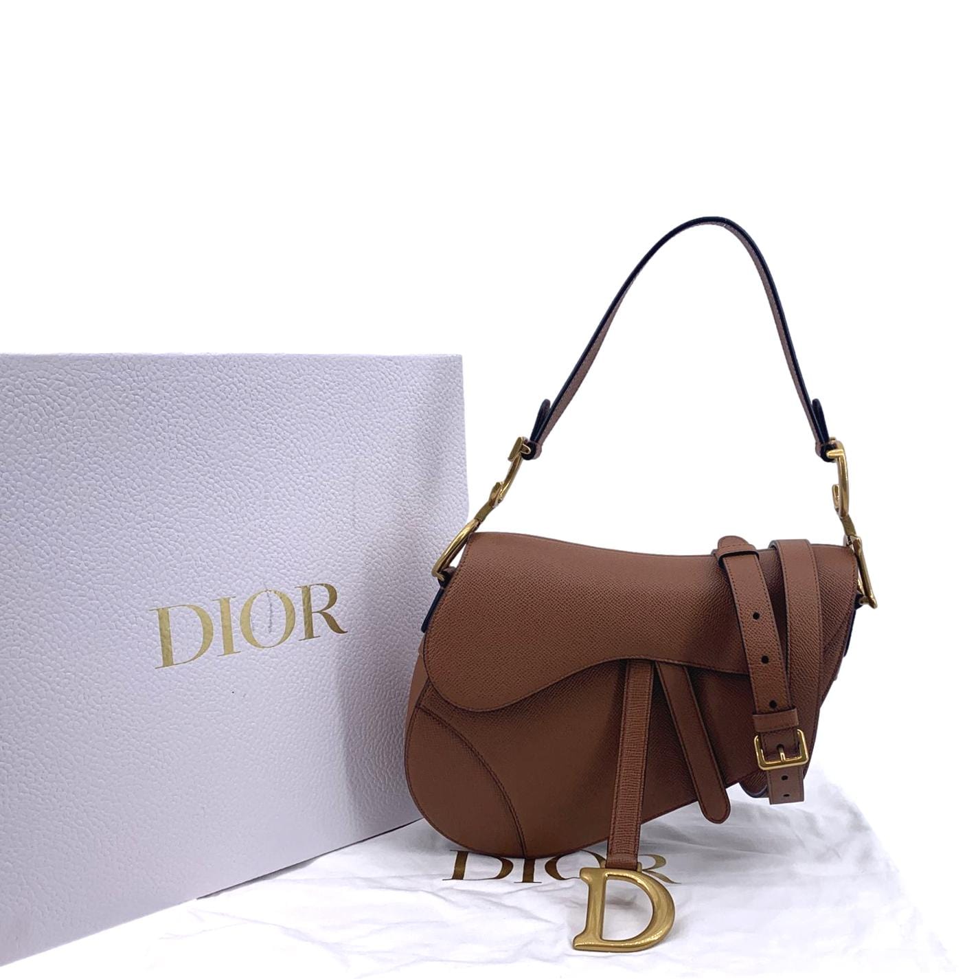 Dior Saddle Grained Calfskin Satchel Bag Cognac Leather Travel Bag