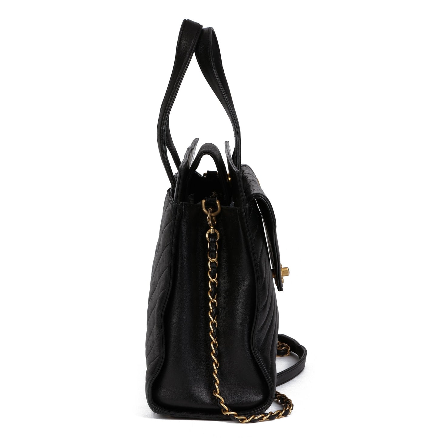 Chanel Black Chevron Quilted Lambskin Classic Shoulder Bag