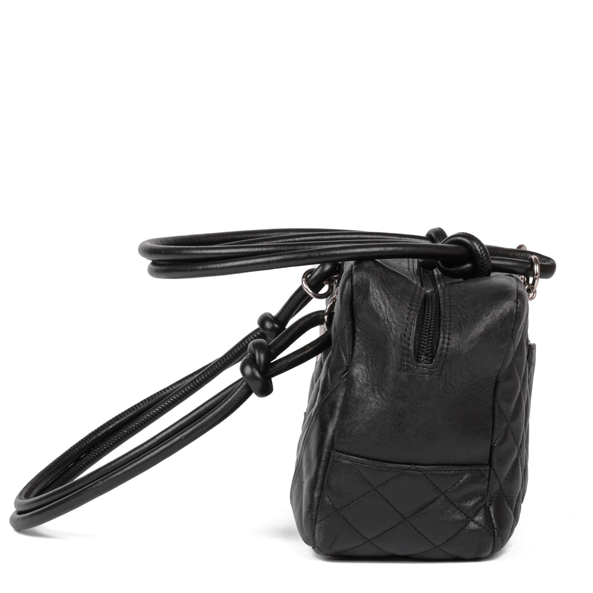 Chanel Black and White Quilted Lambskin Large Cambon Bowling Bag