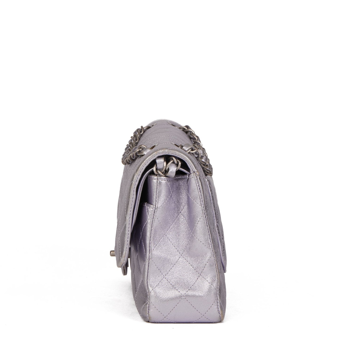 Chanel Pale Purple Quilted Metallic Lambskin Medium Classic Double Flap Bag