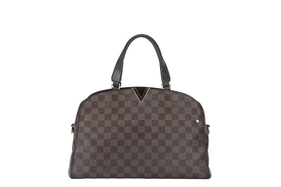 LOUIS VUITTON KENSINGTON BOWLING BAG (N41505) MM DAMIER EBENE GOLD HARDWARE WITH DUST COVER AND BOX