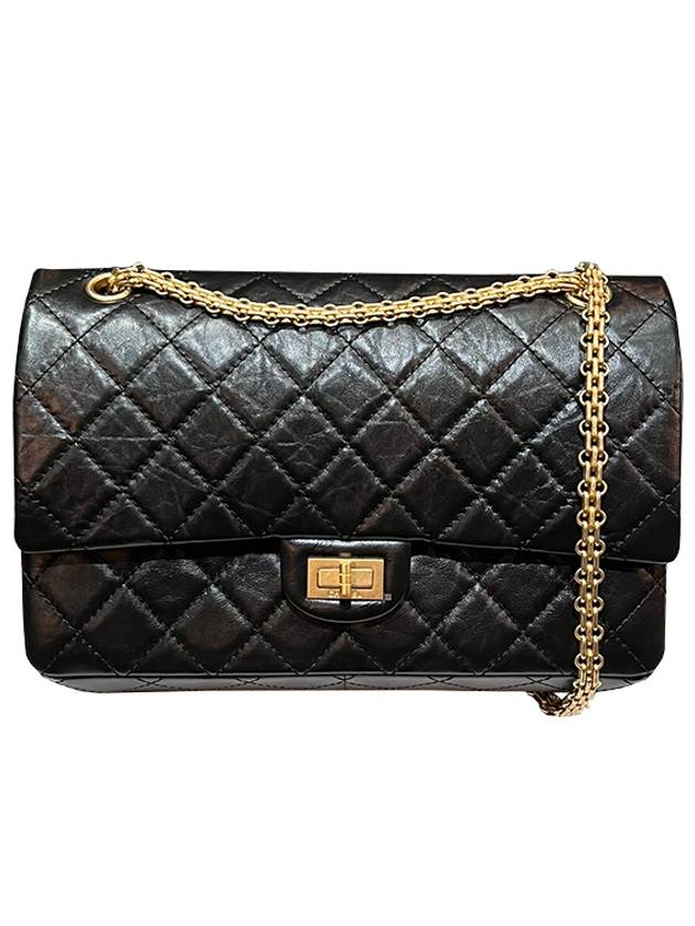 255   Calfskin Gold Tone Metal Large Flap Shoulder Bag Black Chanel