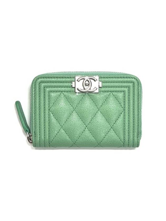 Boy Zip Around Leather Card Wallet Mint Chanel