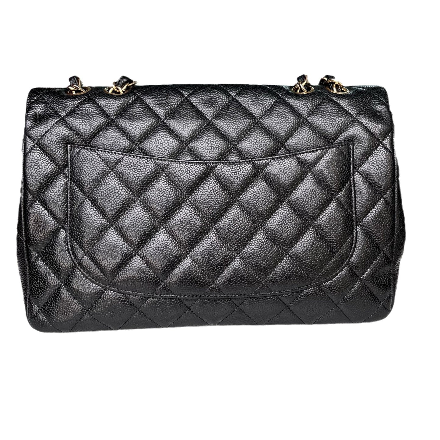 Chanel Classic Flap Jumbo Caviar Hardware Black Gold Leather Handbag