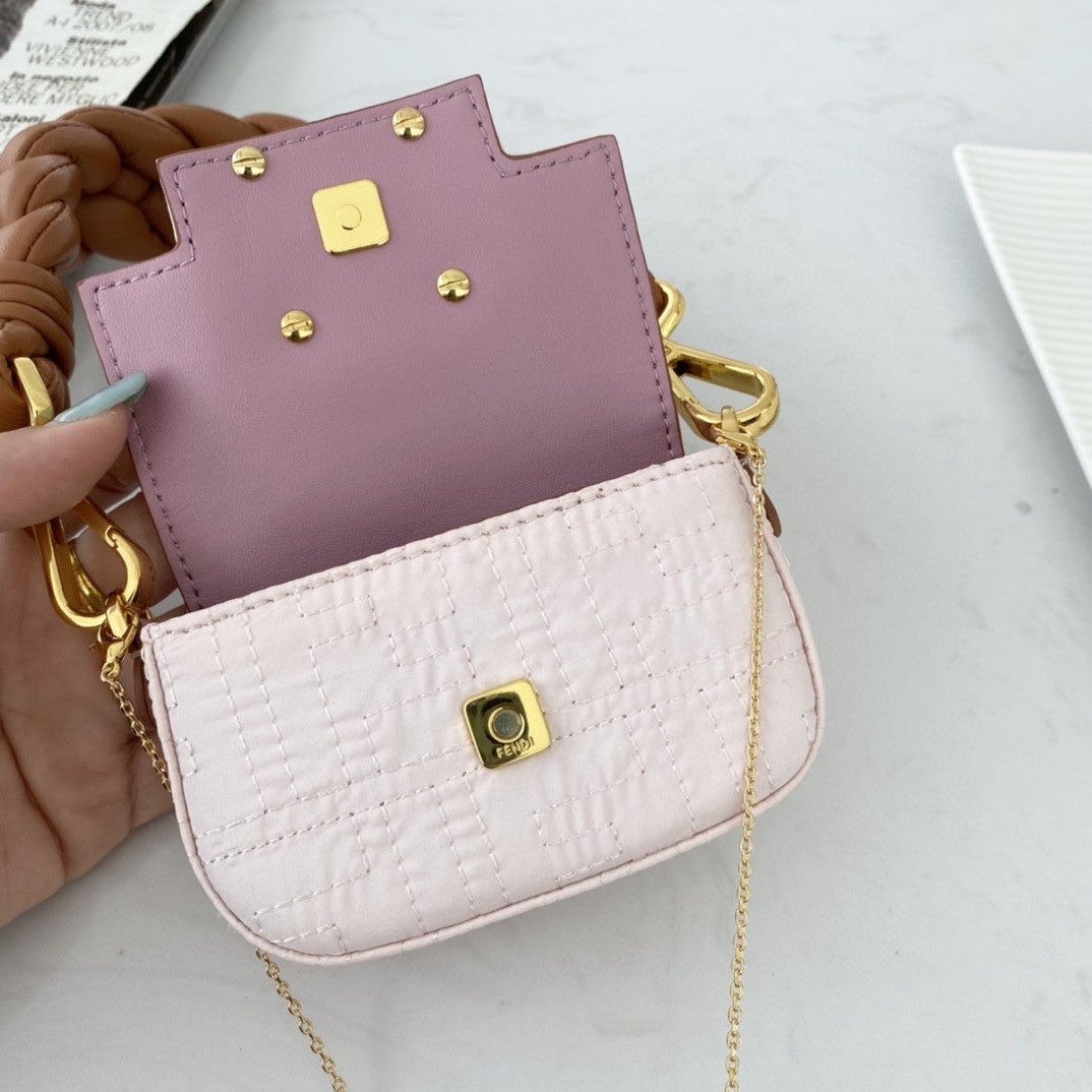 Nano Baguette Maxi Handle Brown Pink Travel Bag