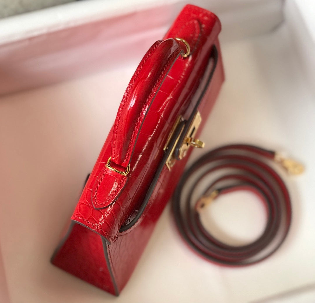Top Quality Kelly For Women Toned Hardware Red Gold Travel Bag