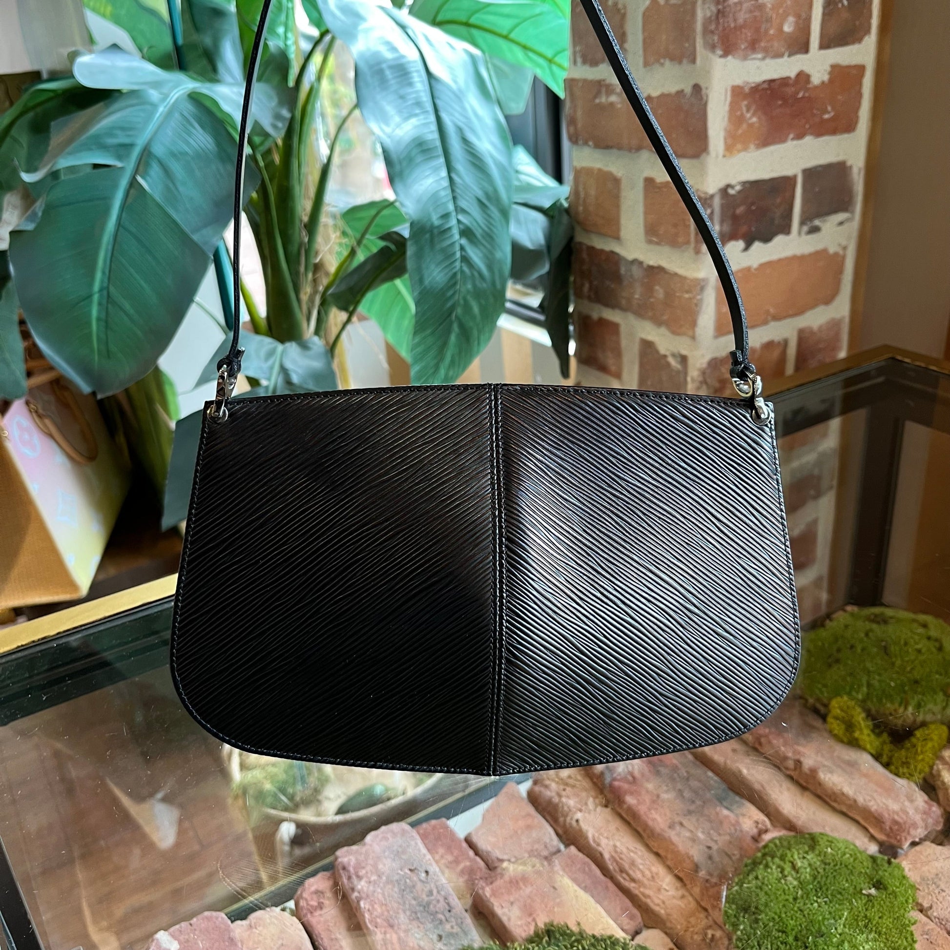 LOUIS VUITTON   Demi-Lune Black Epi Leather Shoulder Bag