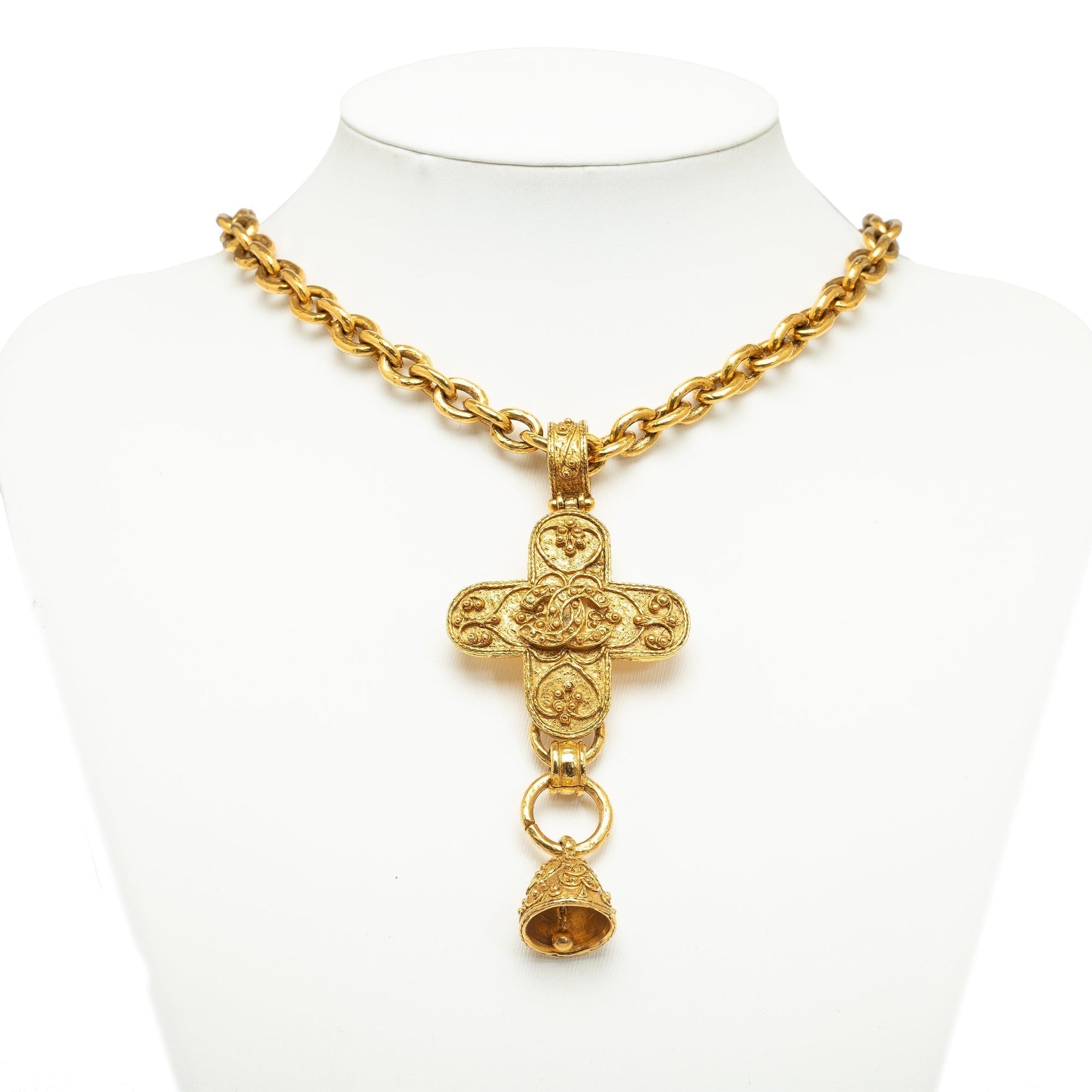 CHANEL Cross Pendant Necklace Costume Necklace