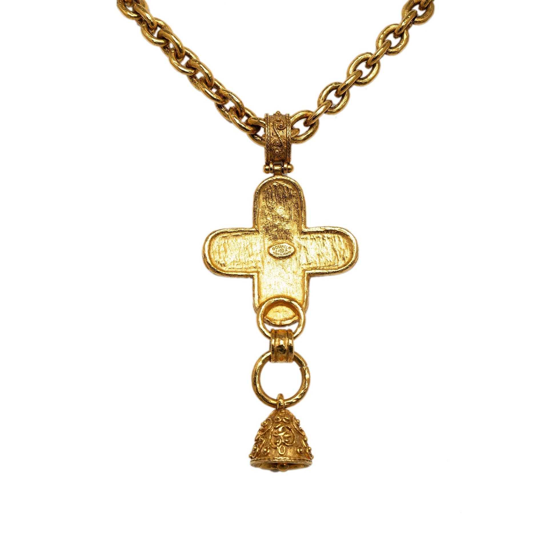CHANEL Cross Pendant Necklace Costume Necklace