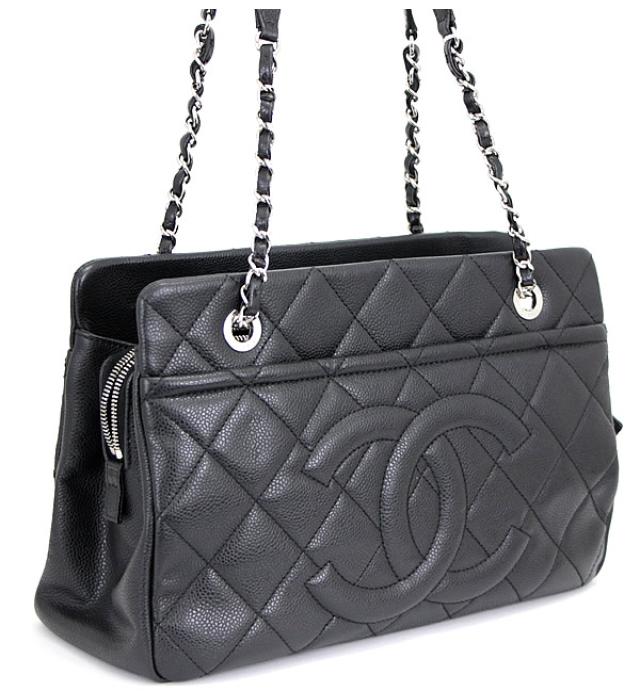 Chanel Shoulder Bag Caviar Skin Matelasse Black