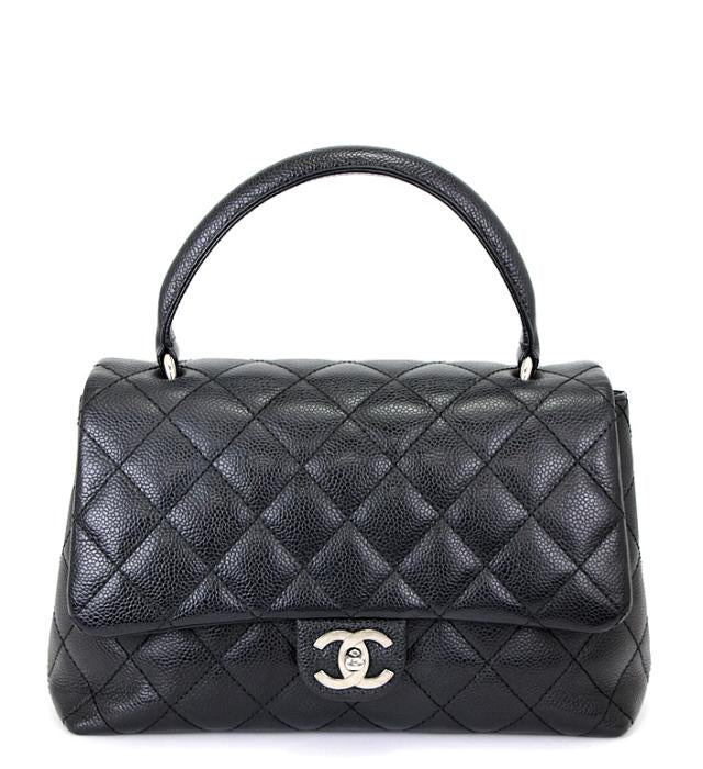 Chanel Kelly Type Handbag Caviar Skin Black Small