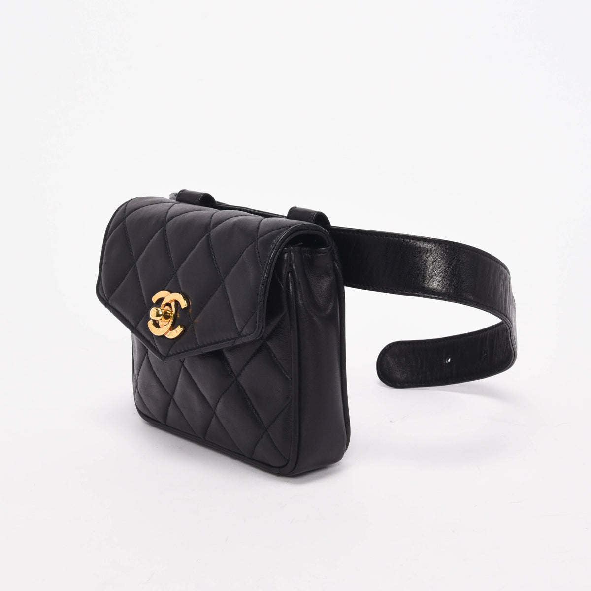 Chanel   Black Quilted Lambskin Mini Belt Bag
