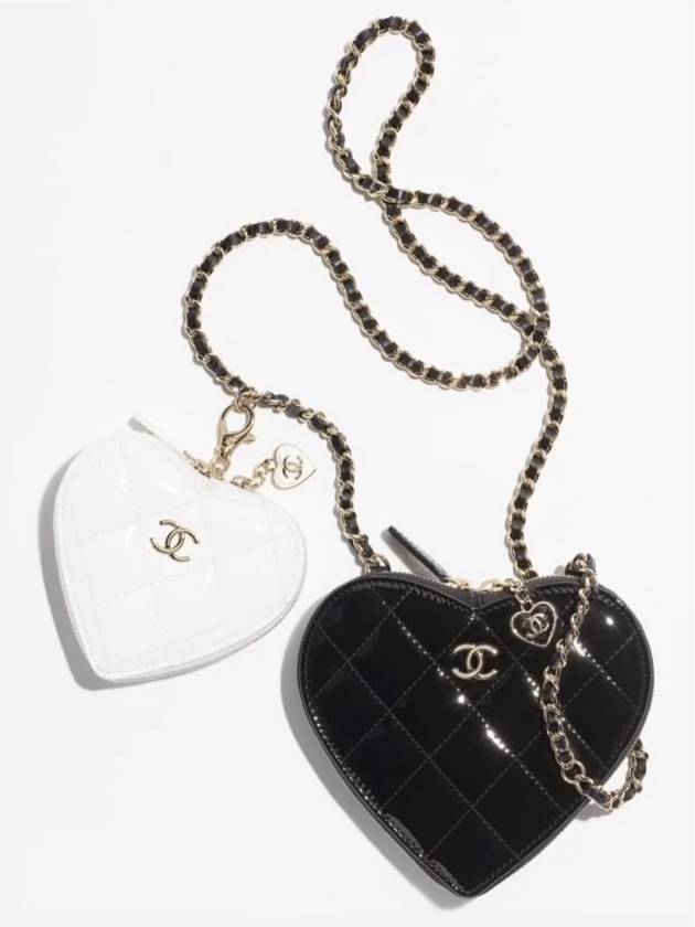 CC Logo Chain Heart Mini Bag Black Chanel