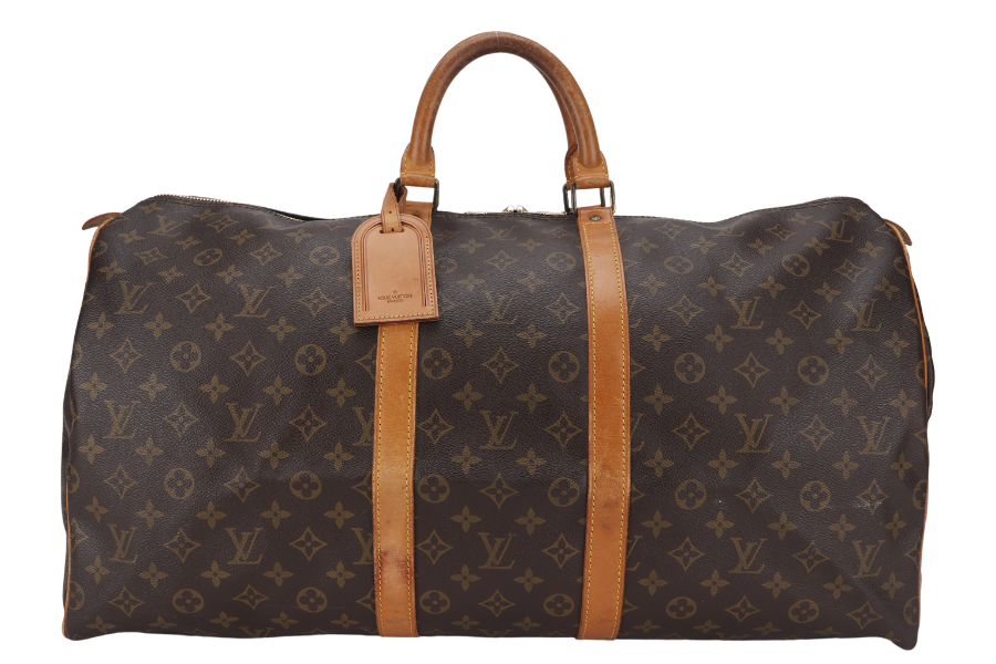 LOUIS VUITTON KEEPALL 55 MONOGRAM CANVAS GOLD HARDWARE WITH DUST COVER