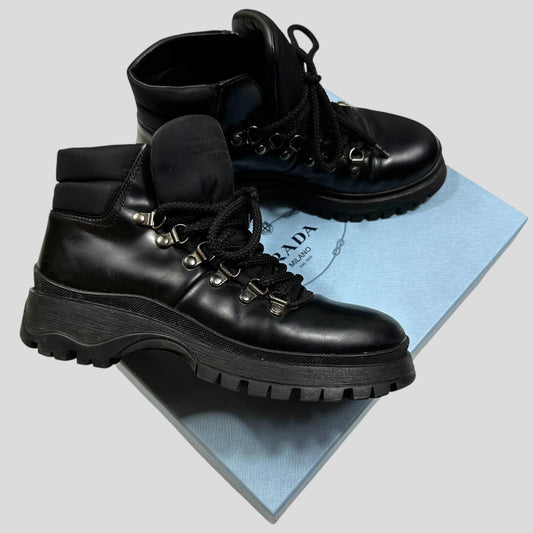 Prada Shoe Milano 90’s + Combat Boots - UK4 Leather Nylon Shoes