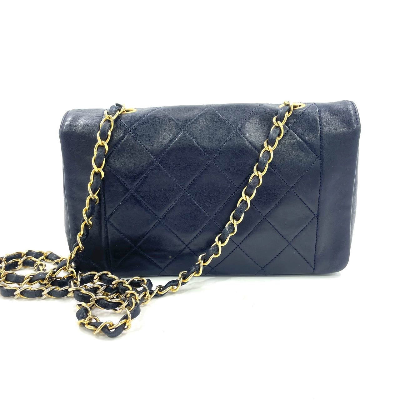 Chanel Diana CC Flap Lambskin 24k HW Black Gold Small Leather Shoulder Bag