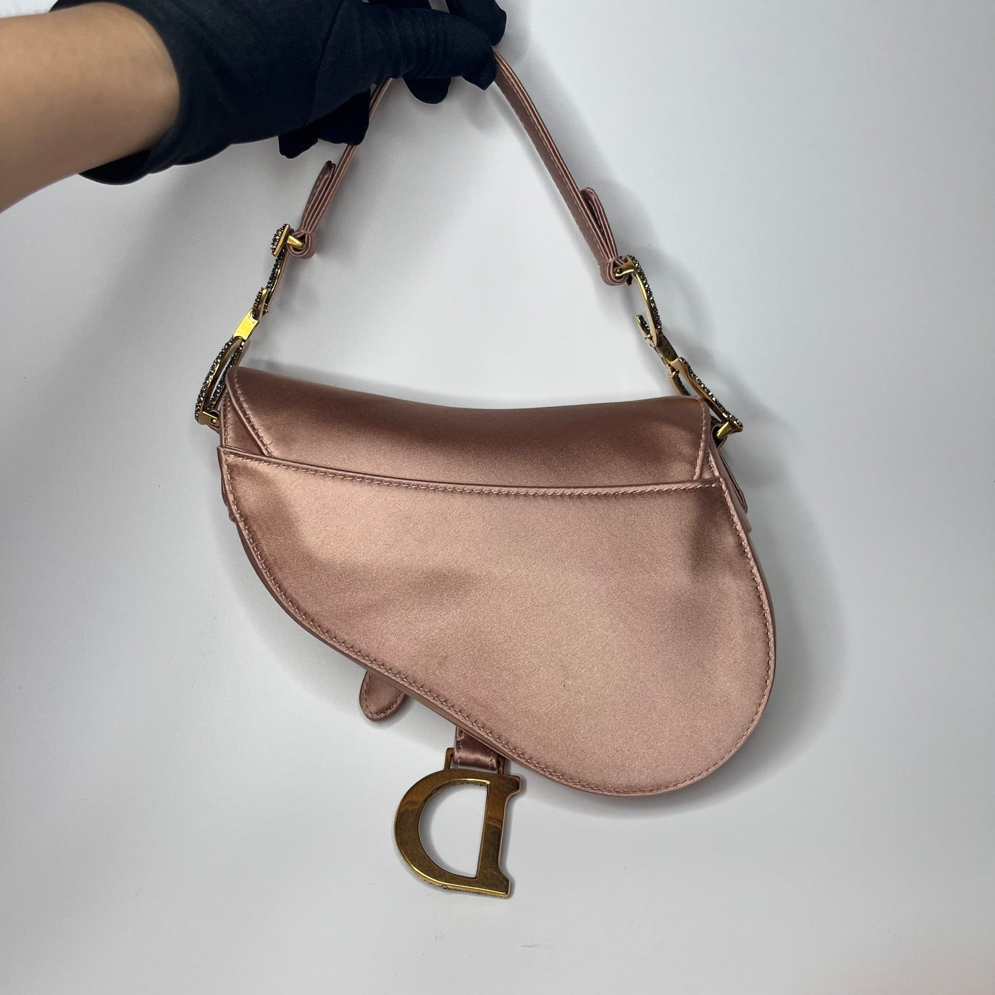 Dior Saddle Silk With Crystals L Handbag Pink Mini Travel Bag