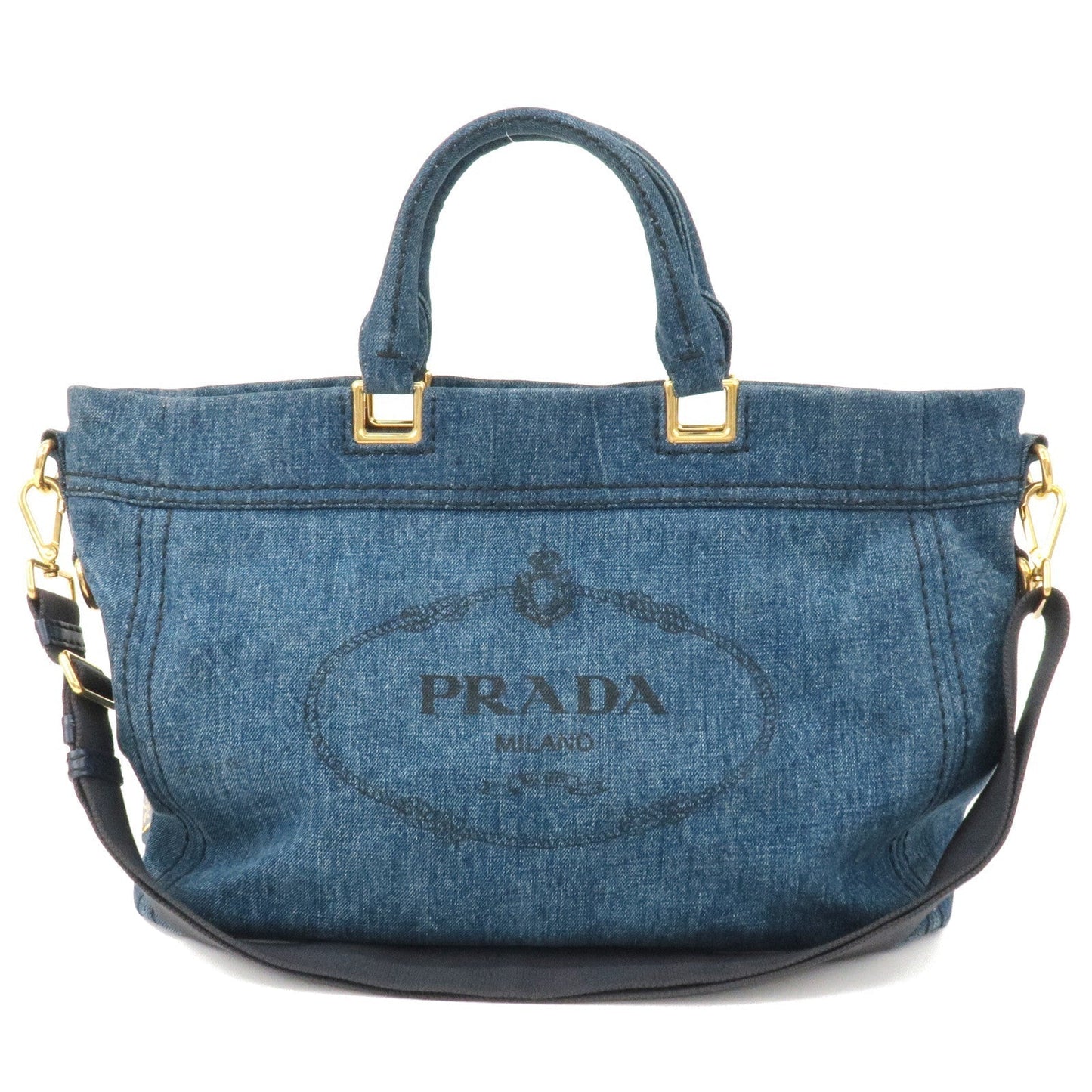 Prada Prada Leather 2Way Bag Hand Shoulder Bag Blue