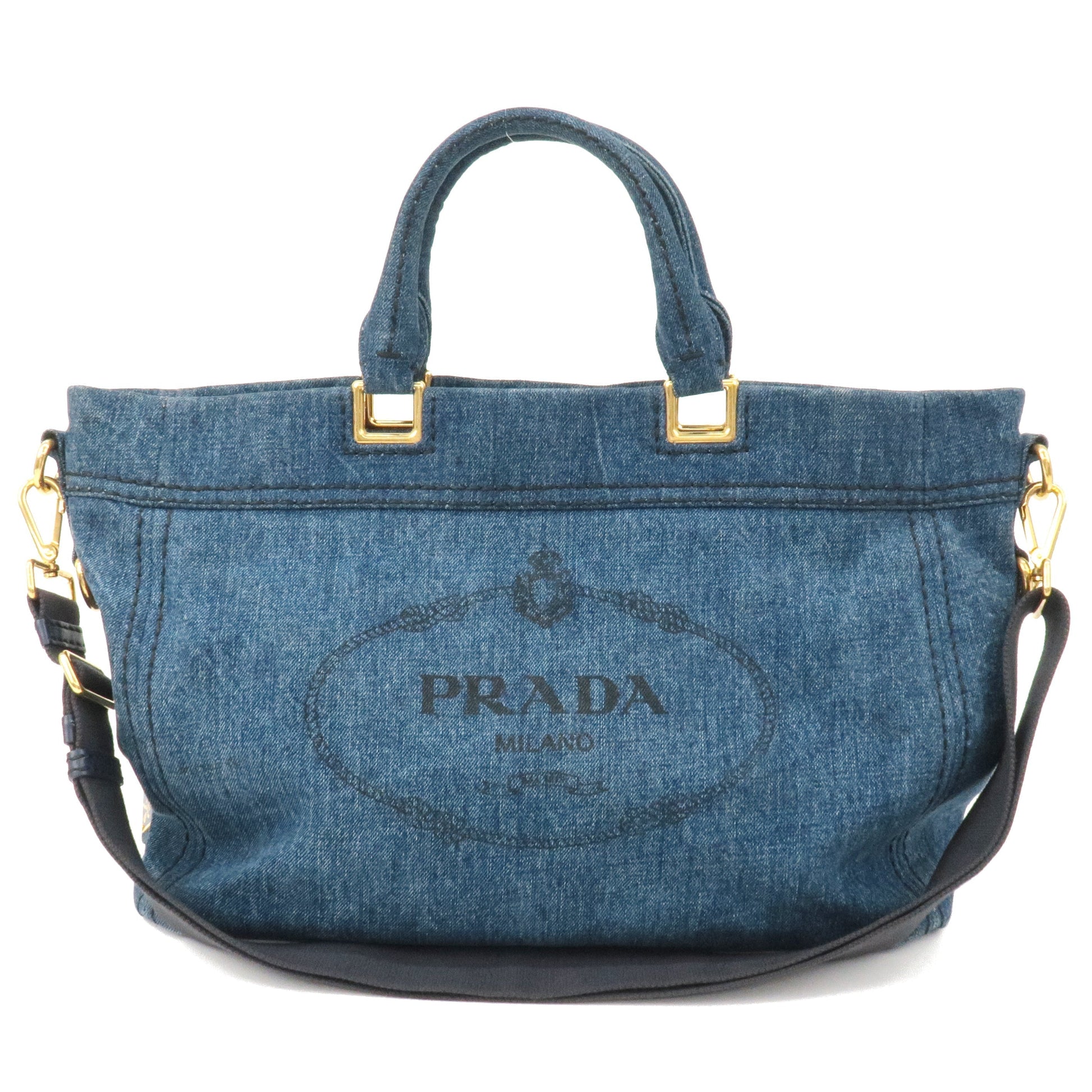 Prada Prada Leather 2Way Bag Hand Shoulder Bag Blue