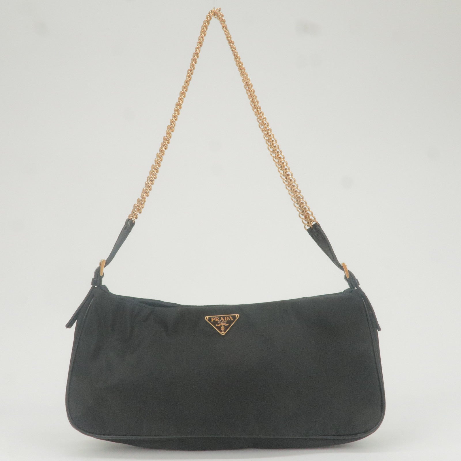 Prada Prada Nylon Chain Shoulder Bag Rose Gold Nero