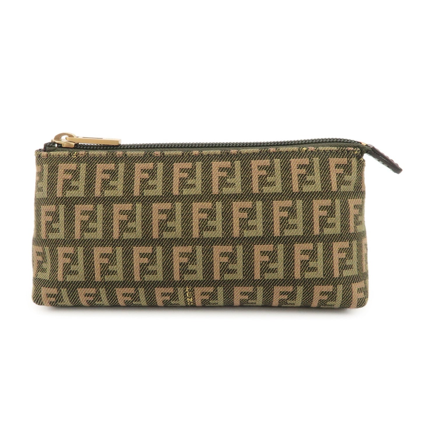 Fendi Bag Zucca Pouch Khaki d Leather Canvas Brown Mini Bag