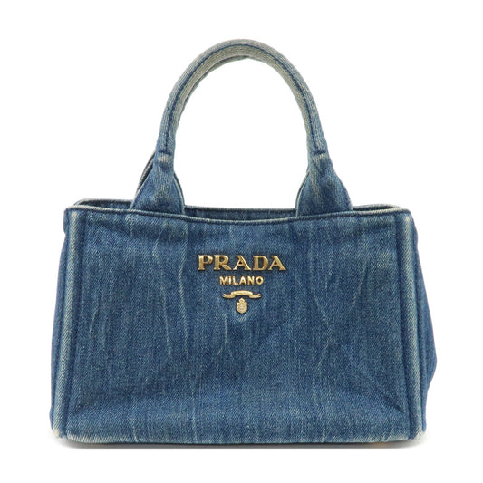 Prada Tote Bag Nano Canapa Hand Bag d Denim Blue Mini