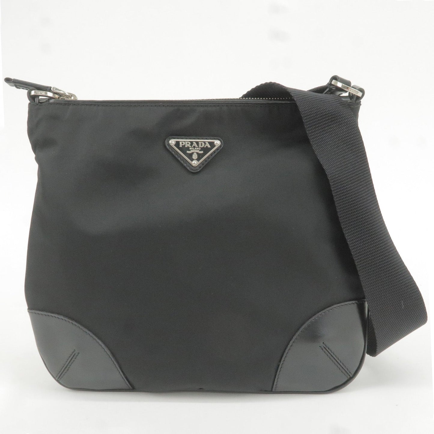 Prada Prada Logo Nylon Leather Shoulder Bag Nero Black Black 35908 14
