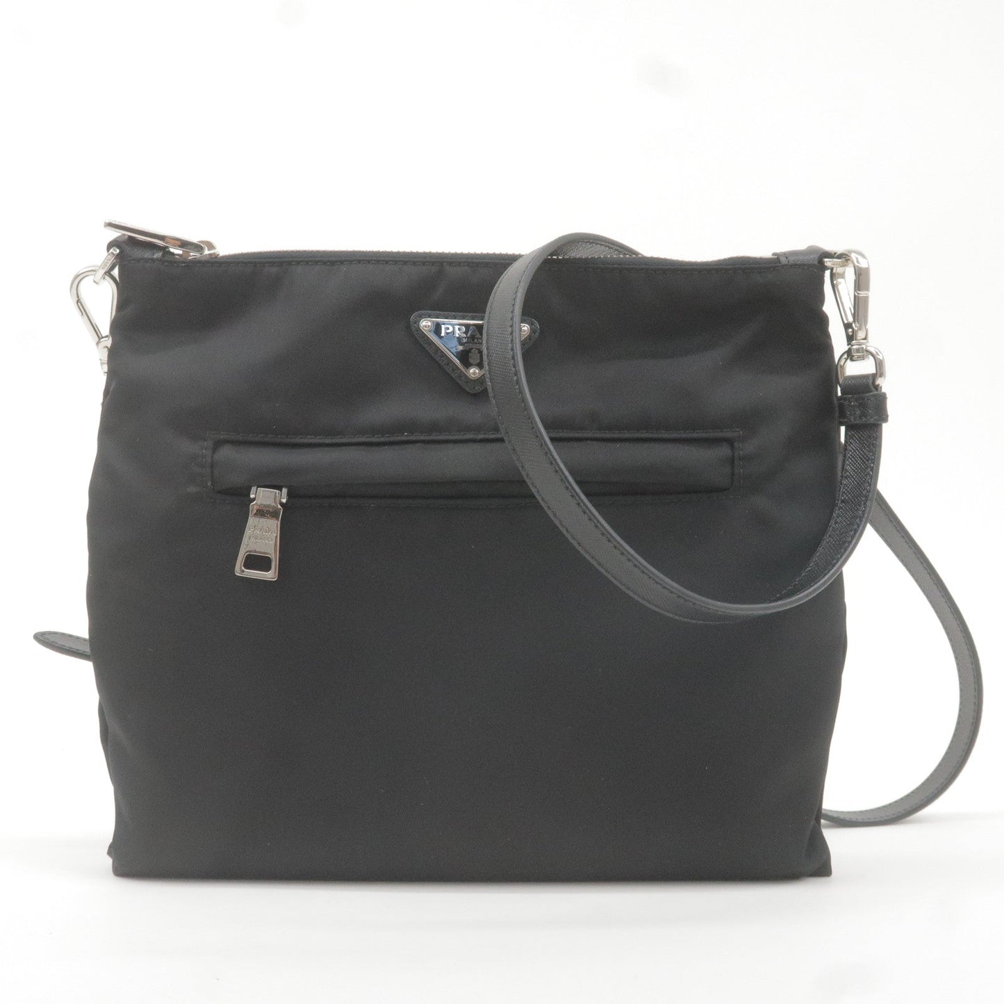Prada Prada Logo Nylon Leather Shoulder Bag Black Noir