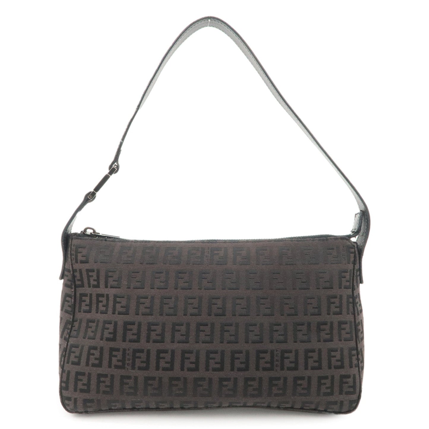 Fendi Shoulder Bag Zucchino Dark d 2 Leather Canvas Brown