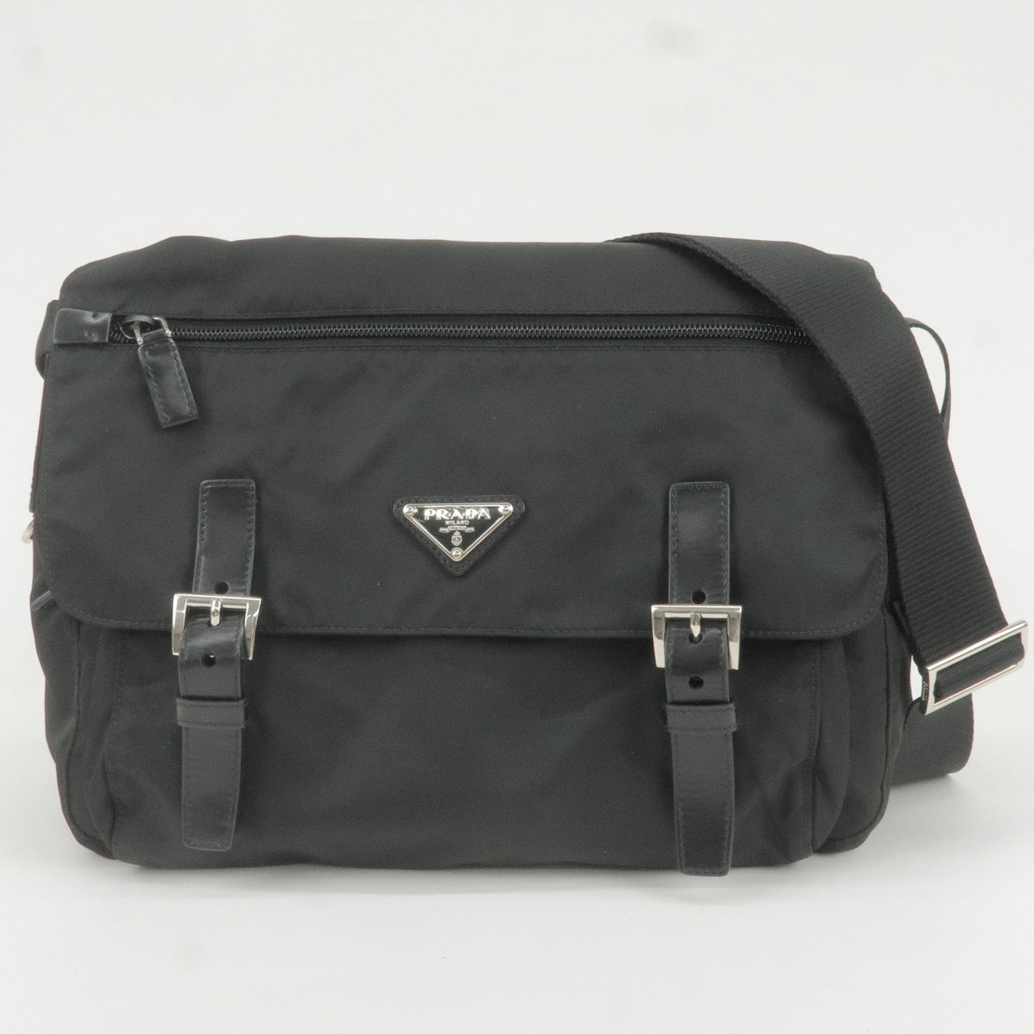Prada Prada Logo Nylon Shoulder Bag Crossbody Bag Nero