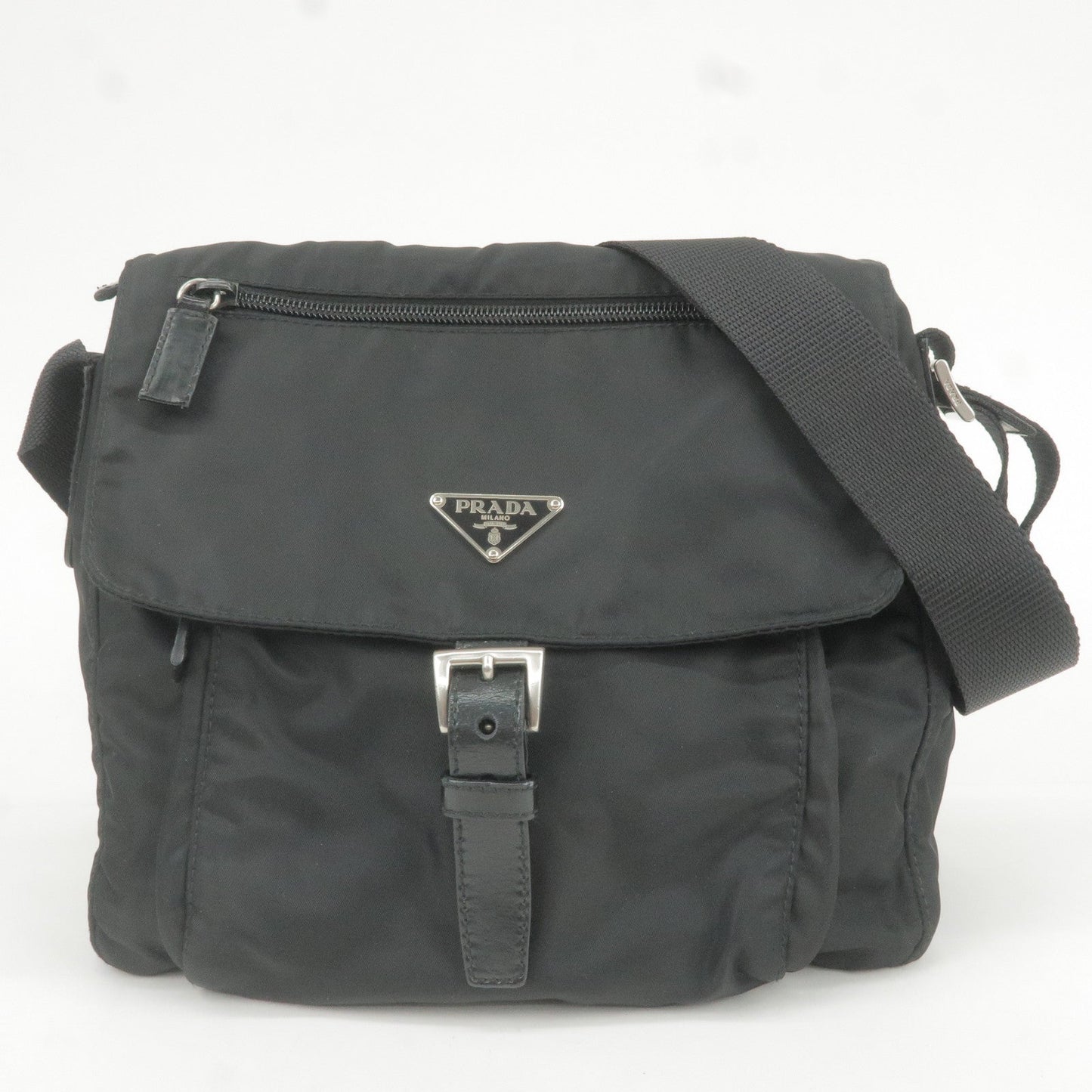 Prada Prada Logo Nylon Leather Shoulder Bag Purse Bag