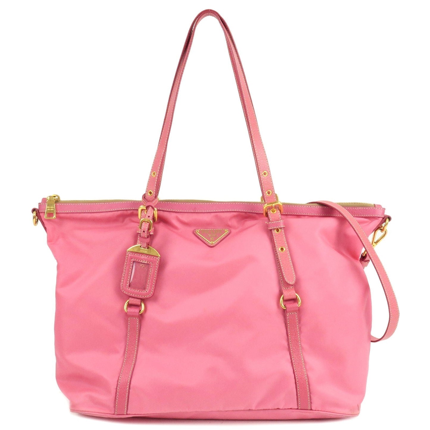 Prada Prada Logo Nylon Leather 2Way Bag Tote Bag Pink 36194 1