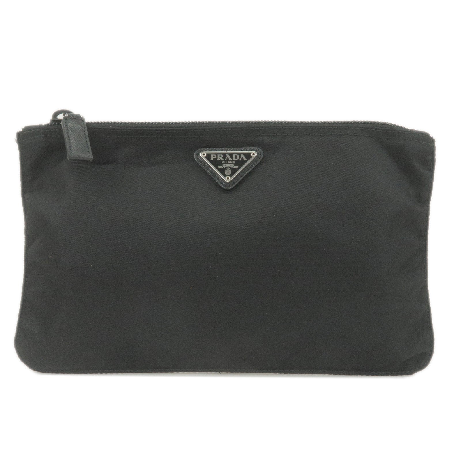 Prada Prada Logo Nylon Leather Pouch Clutch Cosmetic Bag Clutch Bag